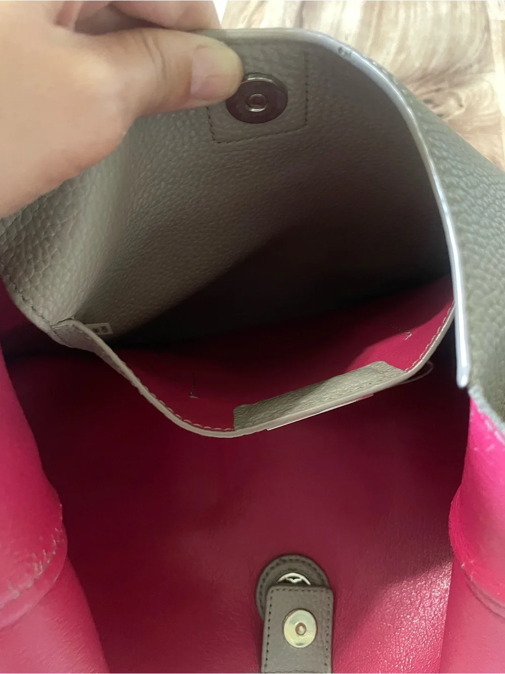 Tory Burch Perry Reversible Hobo Bag French Gray Pink Pebbled Leather